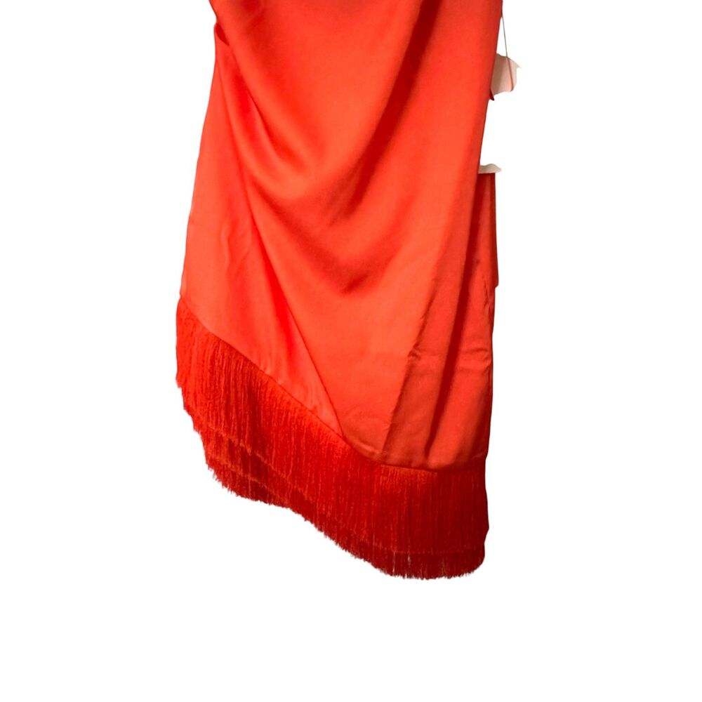 BAOBAB Ari Fringe Neck Wrap Mini Dress Orange Medium NEW NWT - Picture 4 of 5